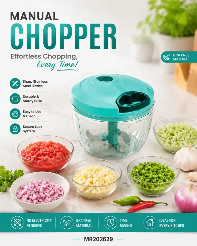 Quick Manual Chopper 450ml – LIGHT | Vegetable Cutter | Pack OF 1