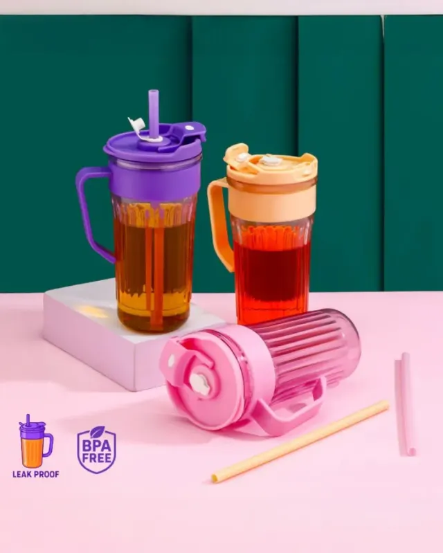 Premium Leak-Proof Tumbler with Straw & Handle 500ml,Pack of 1