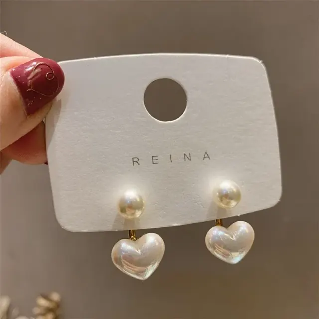 Pearl Heart Drop Earrings for Women
