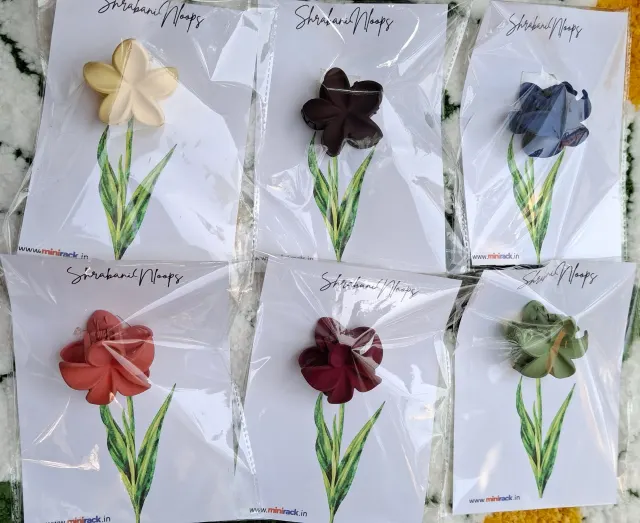 Flower Matt Hair Claw Clips – Pack of 6