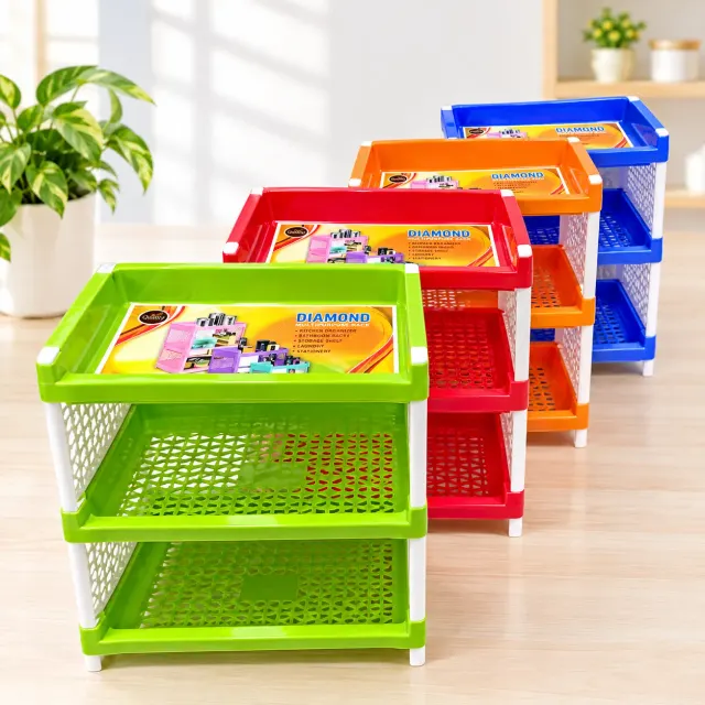 3-Tier Diamond Storage Rack – Pack of 4