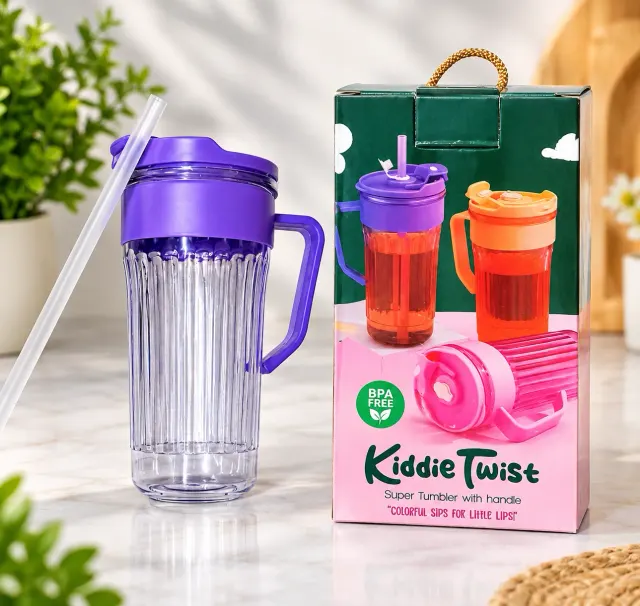 Kiddie twist Premium Leak-Proof Tumbler with Straw & Handle 500ml