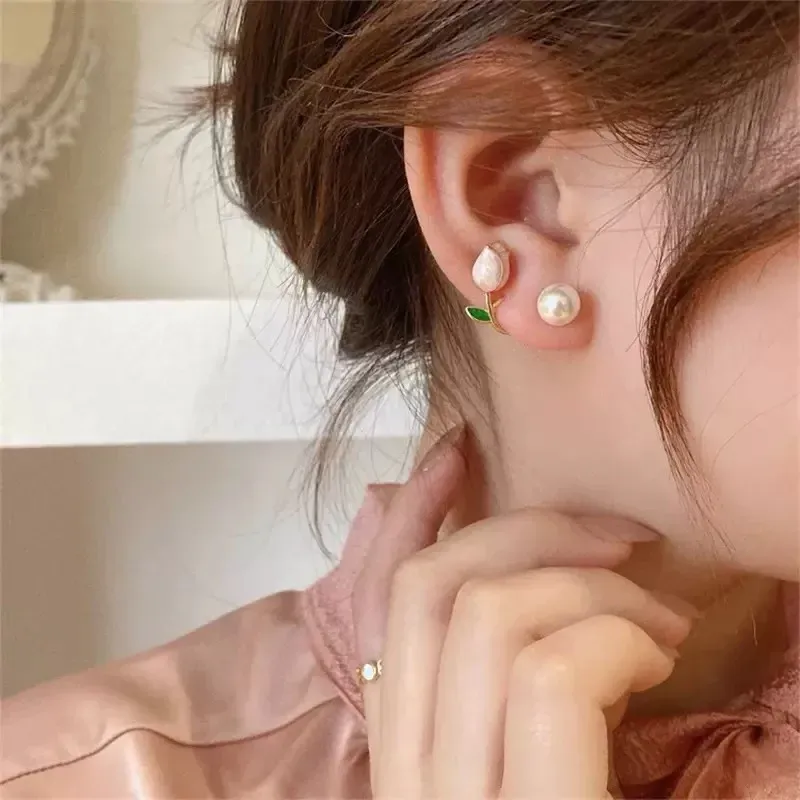 Rose Pearl Floral Earrings – Elegant & Stylish